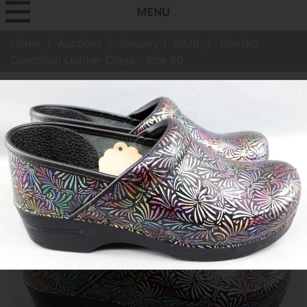 Dansko Women's Dandelion Patterned Leather Clogs